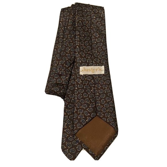 Vintage Silk Mens Neck Tie Jesters Paisley Designed Brown Made In USA Formal - Picture 7 of 7